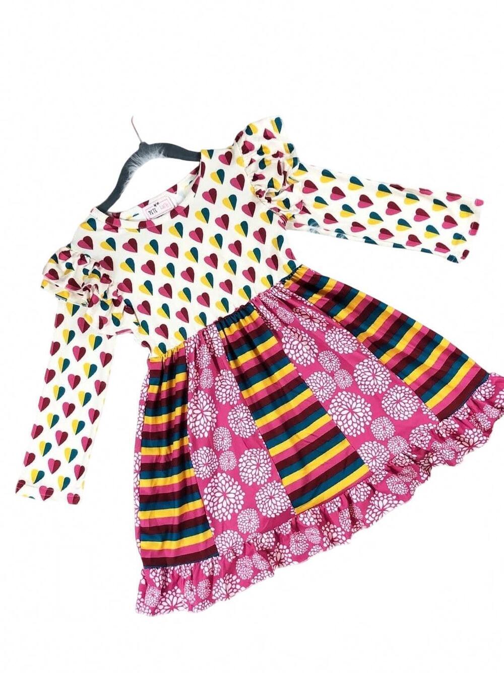 NEW PETE + LUCY girls heart top dress in multi